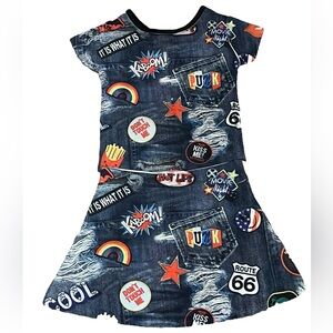 Toddler Girl Patch Work Outfit 2 Piece (NWOT)